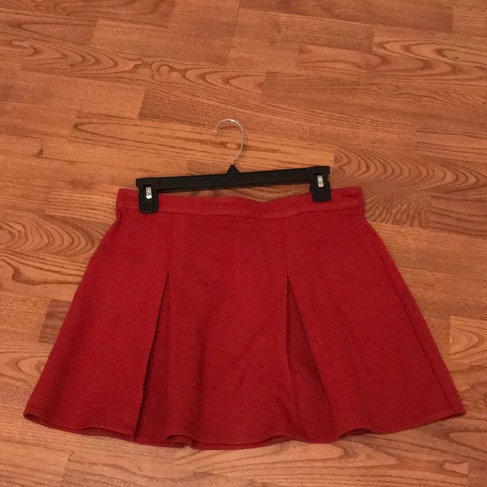 Forever 21 Mid-Length Pleated Red Skirt